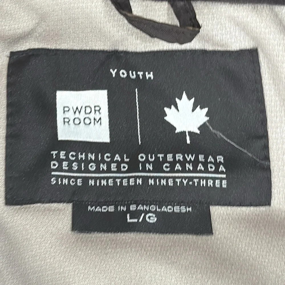 PWDR ROOM Outerwear Ski Snow Jacket Black Pink Youth size L (woman’s‎ xs s) Hood
